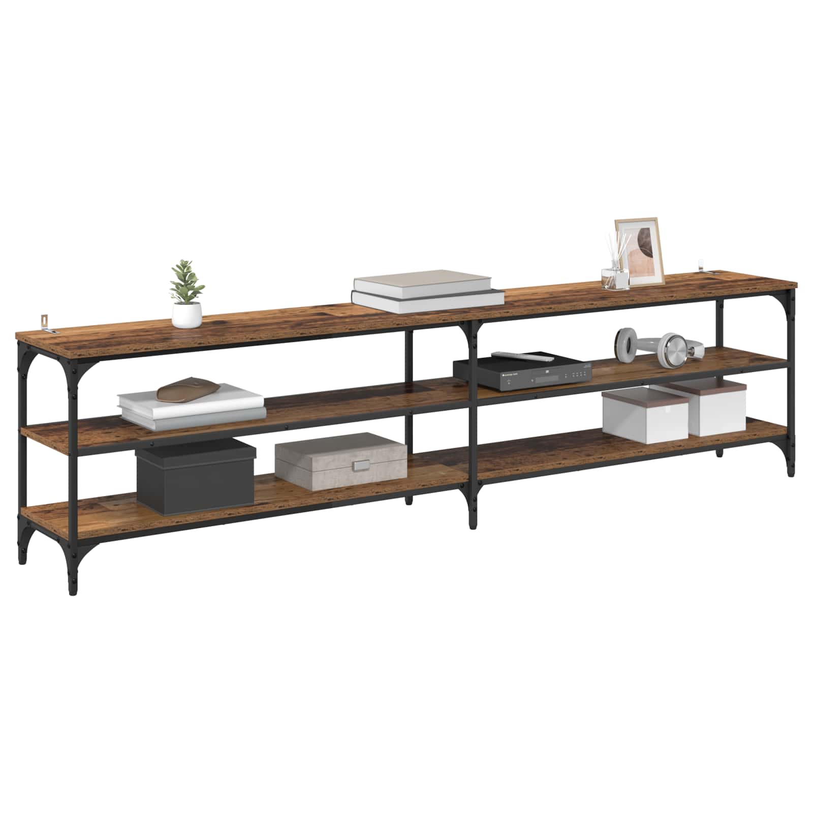 TV-Schränk 200 x 30 x 50 cm Altholz Verbundholz und Eisen
