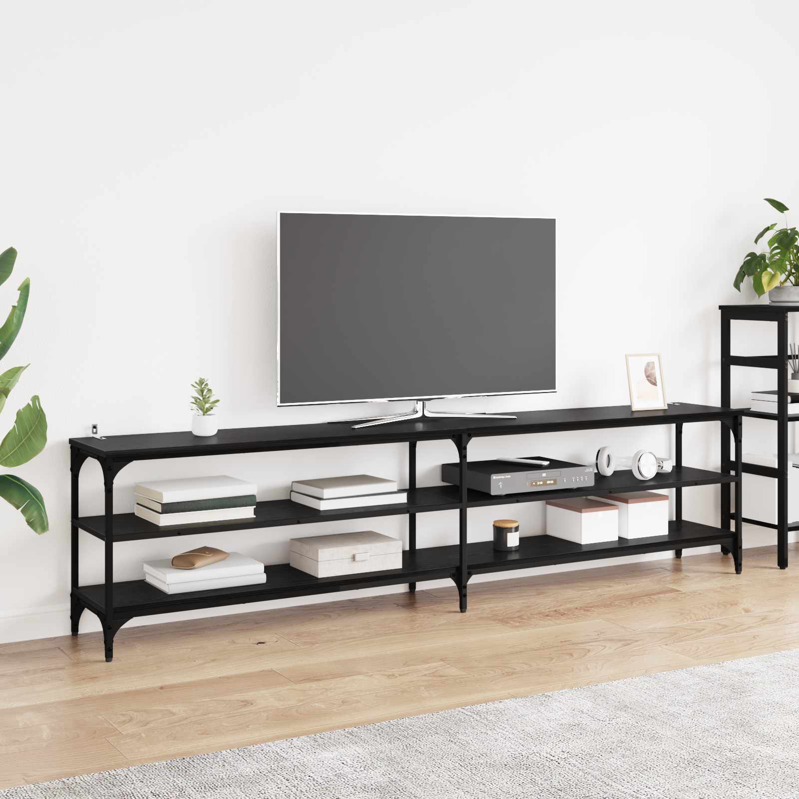 TV-Schränk 200 x 30 x 50 cm Schwarz Eichen-Optik
