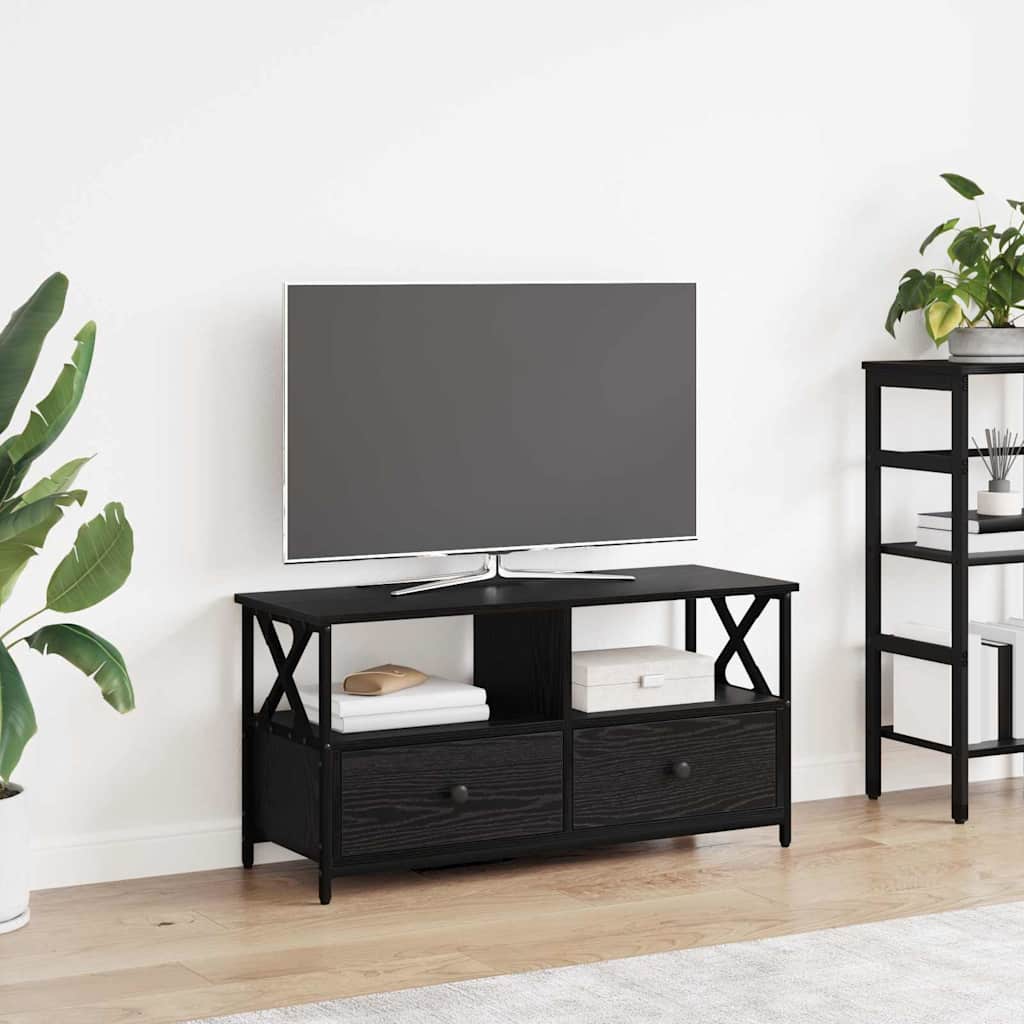 TV-Schränk mit Schubladen Schwarz Eichen-Optik 90 x 33 x 45 cm
