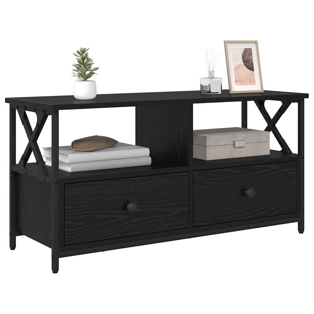 TV-Schränk mit Schubladen Schwarz Eichen-Optik 90 x 33 x 45 cm
