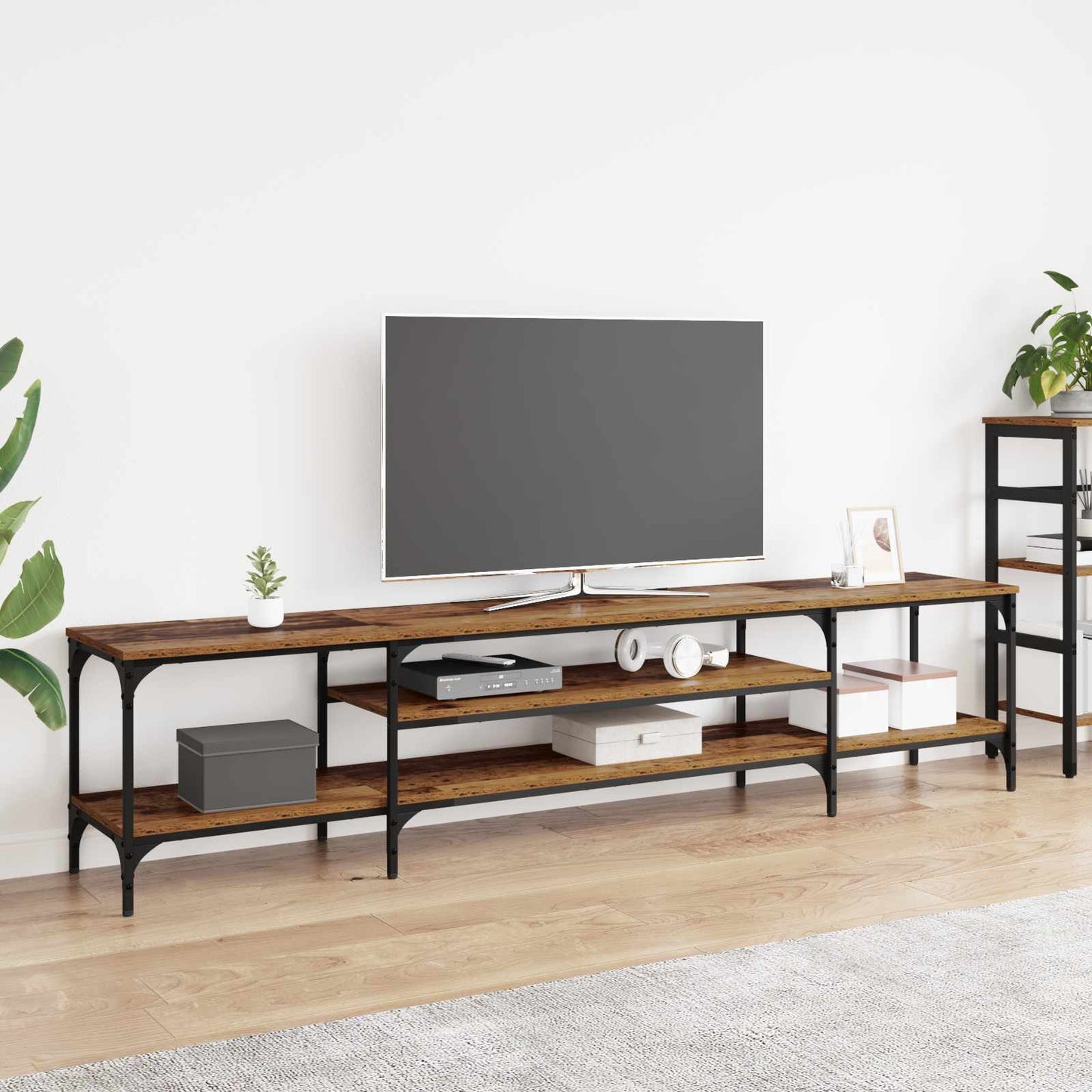 TV-Schränk Altholz 201 x 35 x 45 cm Verbundholz und Eisen