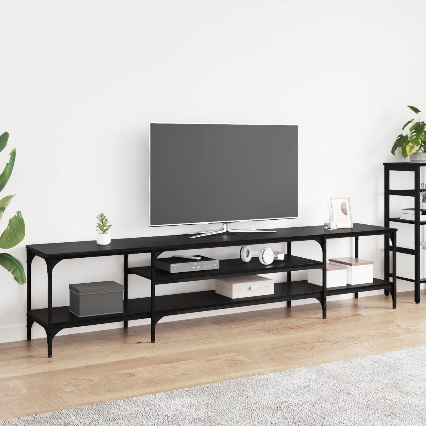 TV-Schränk Schwarz Eichen-Optik 201 x 35 x 45 cm