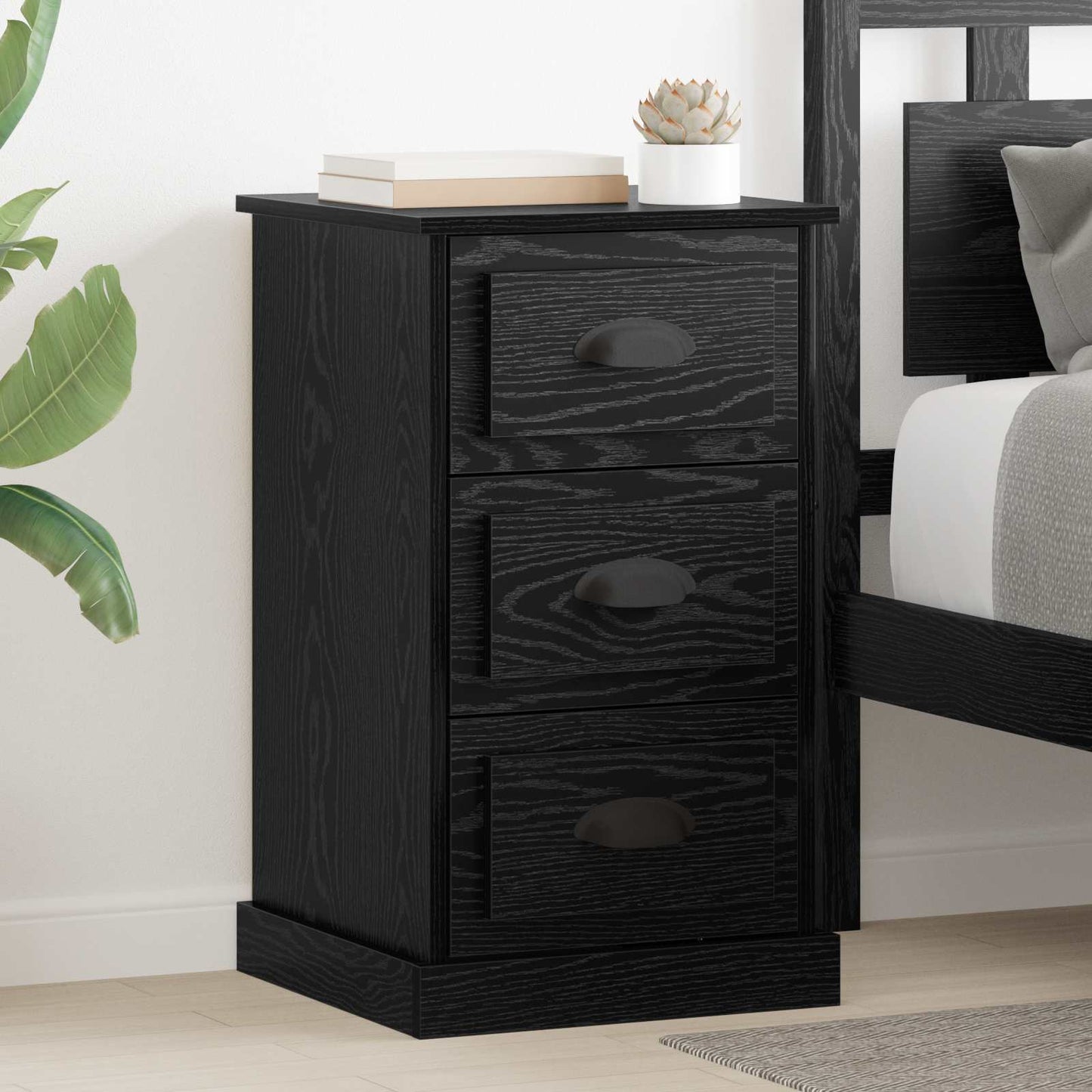 Nachttisch Schwarz Eichen-Optik 39 x 39 x 67,5 cm Holzwerkstoff