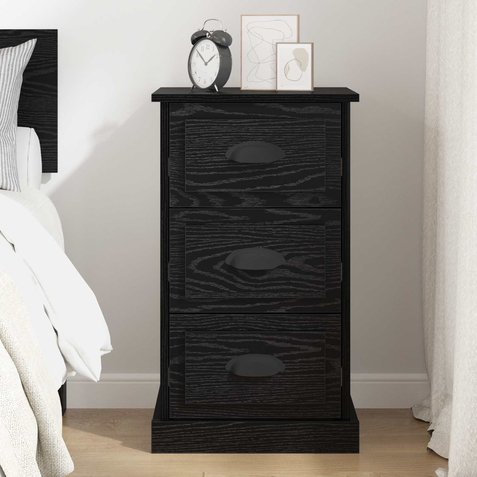 Nachttisch Schwarz Eichen-Optik 39 x 39 x 67,5 cm Holzwerkstoff