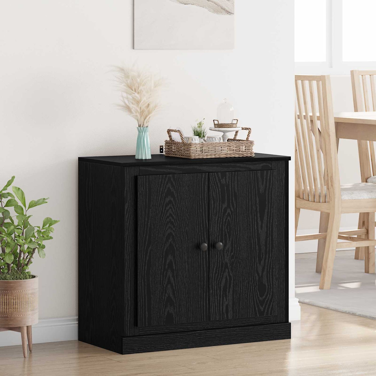 Sideboard 70 x 35,5 x 67,5 cm Schwarz Eichen-Optik