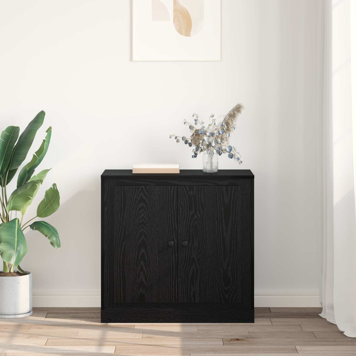 Sideboard 70 x 35,5 x 67,5 cm Schwarz Eichen-Optik
