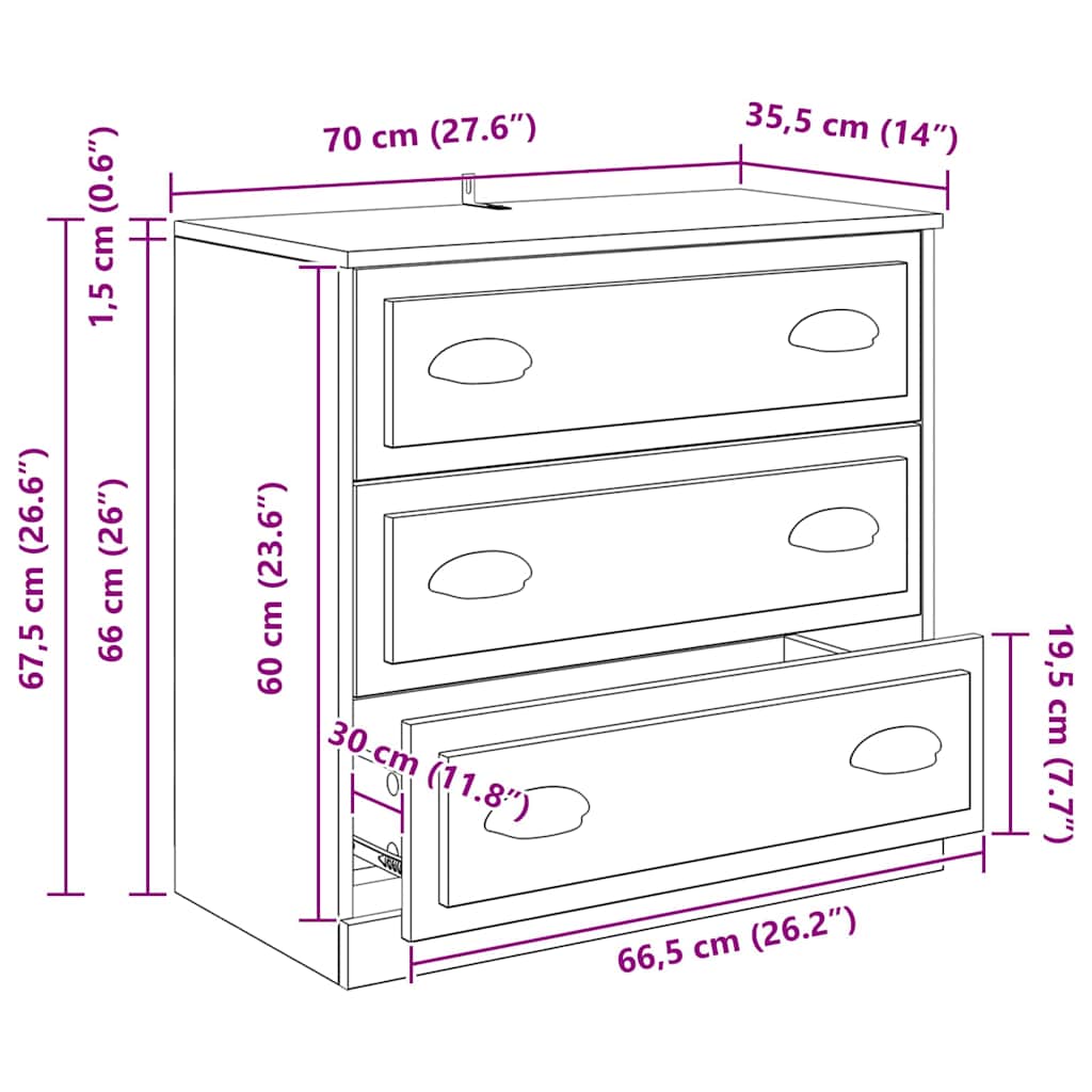 Sideboard Altholz 70 x 35,5 x 67,5 cm Holzwerkstoff
