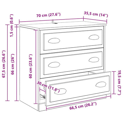 Sideboard Altholz 70 x 35,5 x 67,5 cm Holzwerkstoff
