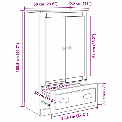 Highboard Schwarz Eichen-Optik 60 x 35,5 x 103,5 cm