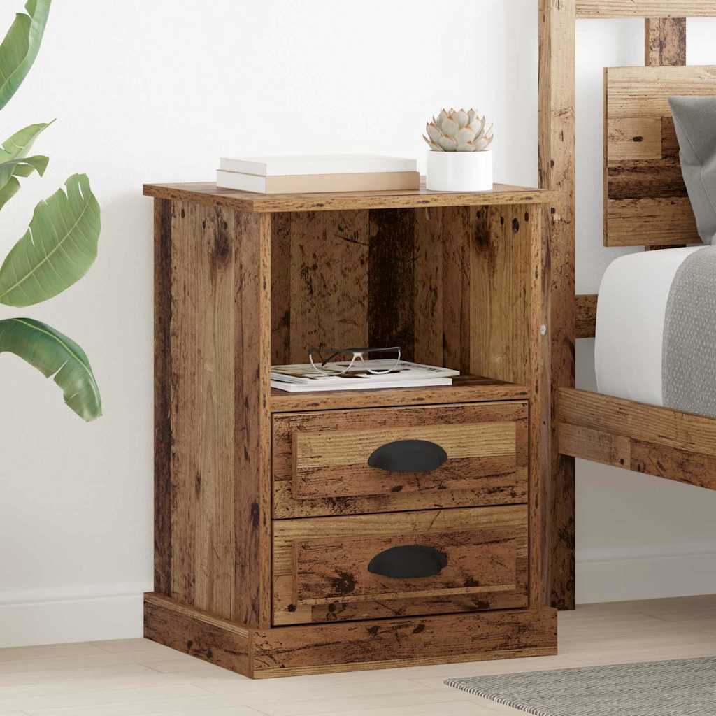 Nachttisch mit Schubladen Altholz 43 x 36 x 60 cm Holzwerkstoff