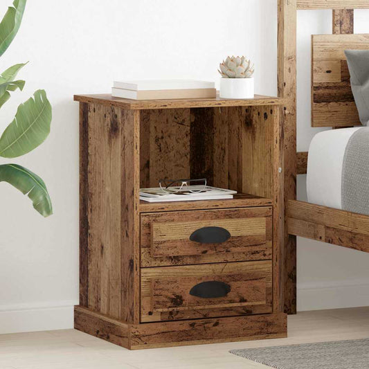 Nachttisch mit Schubladen Altholz 43 x 36 x 60 cm Holzwerkstoff
