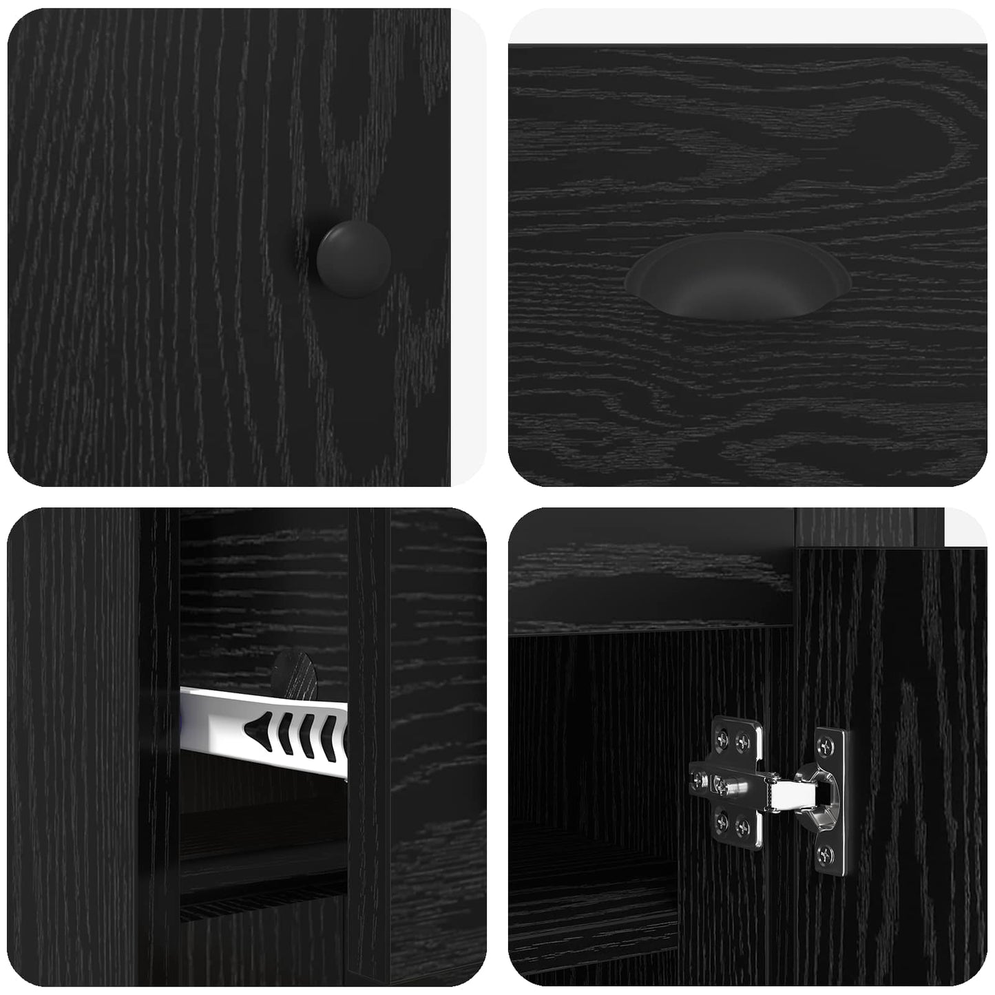 Highboard Schwarz Eichen-Optik 70 x 35,5 x 67,5 cm