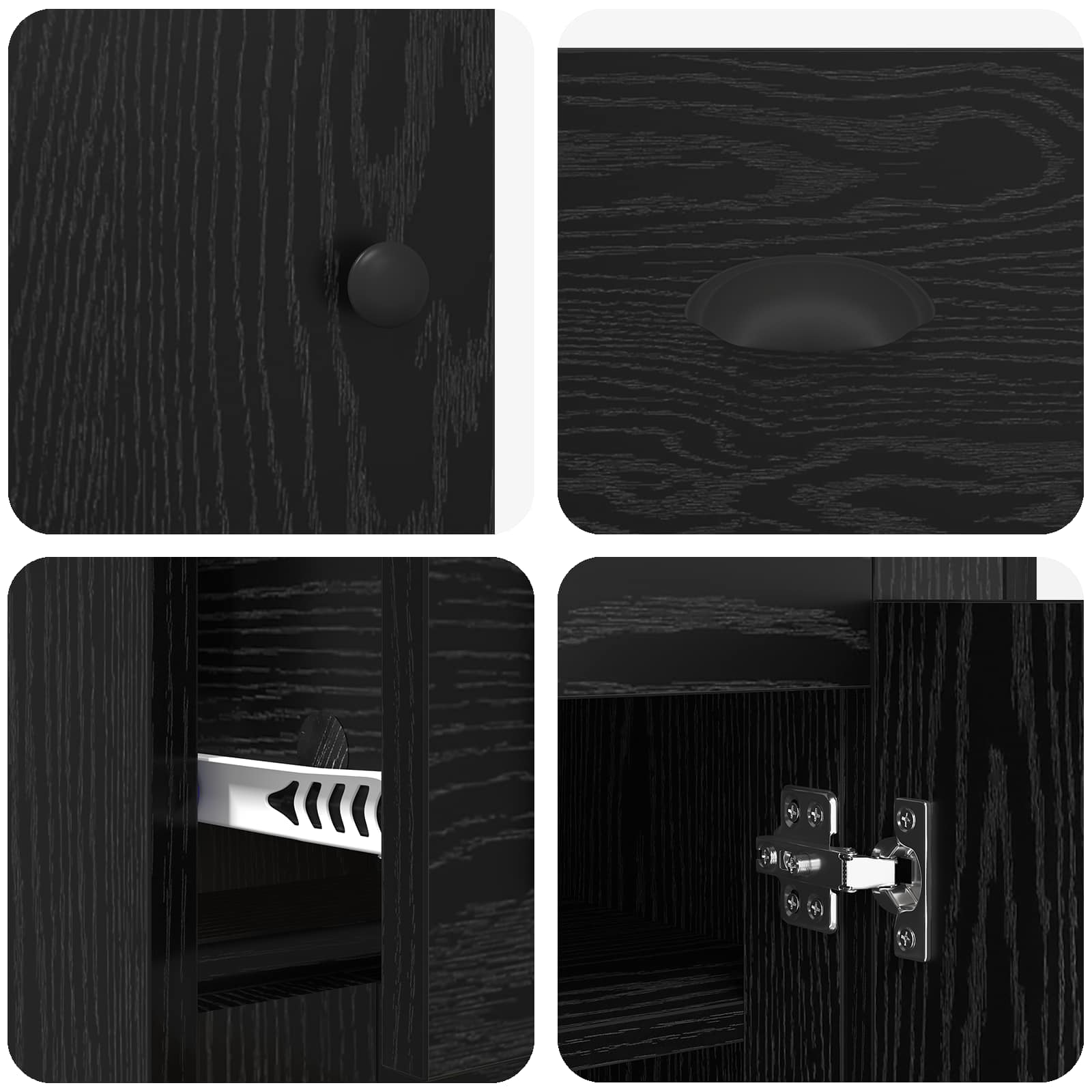 Highboard Schwarz Eichen-Optik 70 x 35,5 x 67,5 cm