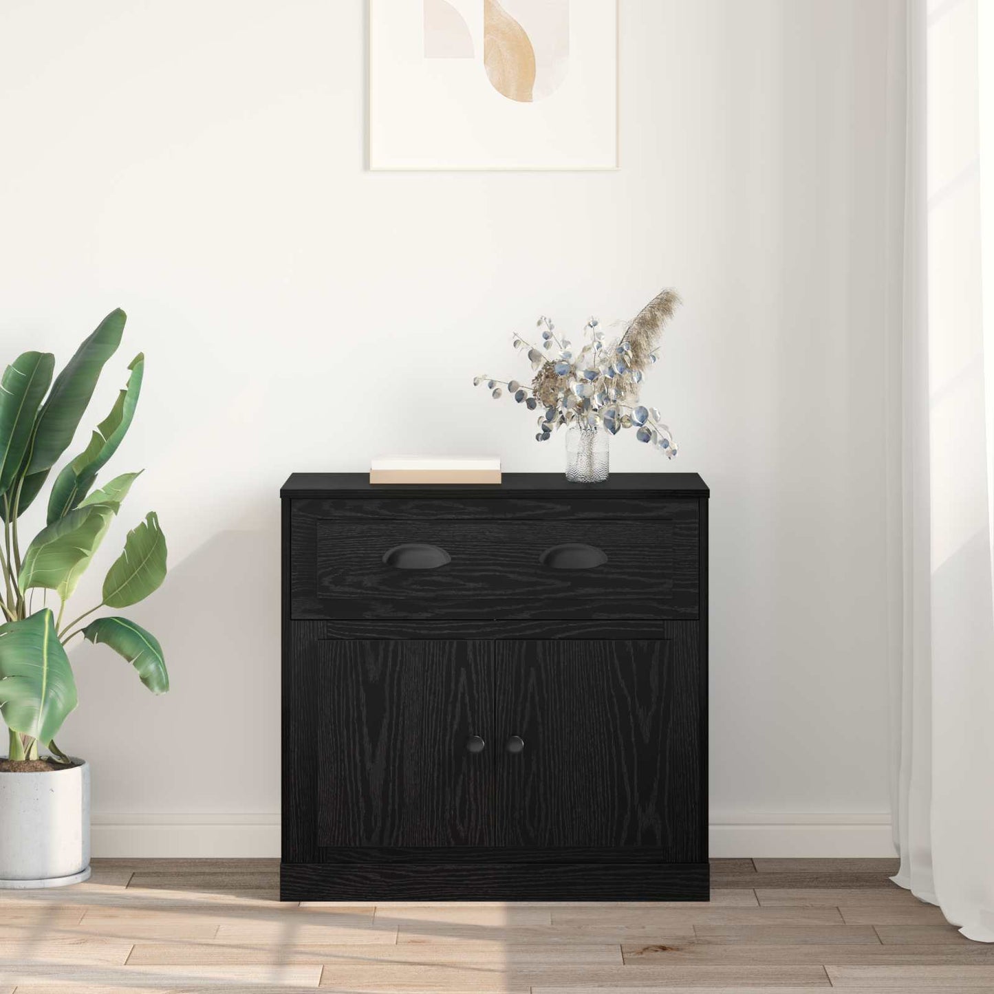 Highboard Schwarz Eichen-Optik 70 x 35,5 x 67,5 cm