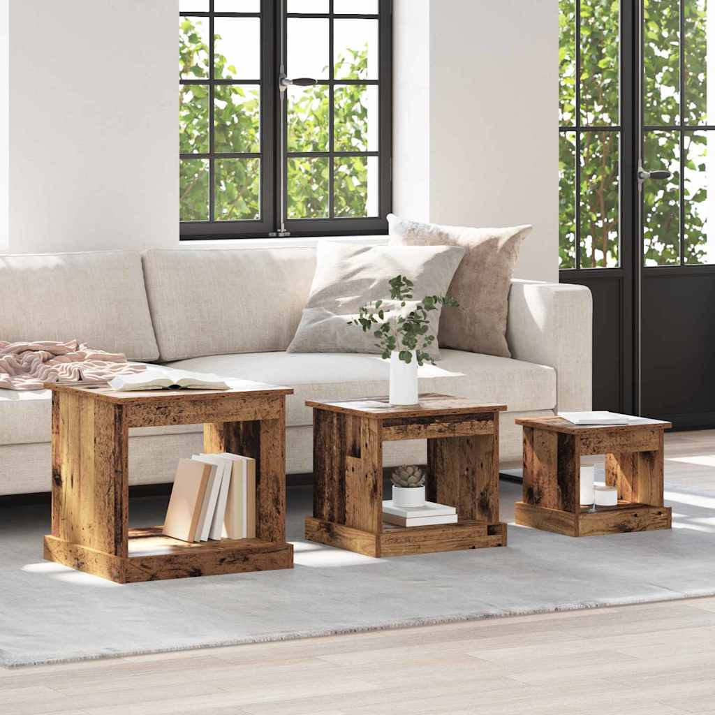 Couchtisch 3 stk. Altholz 48 x 45 x 45 cm Holzwerkstoff
