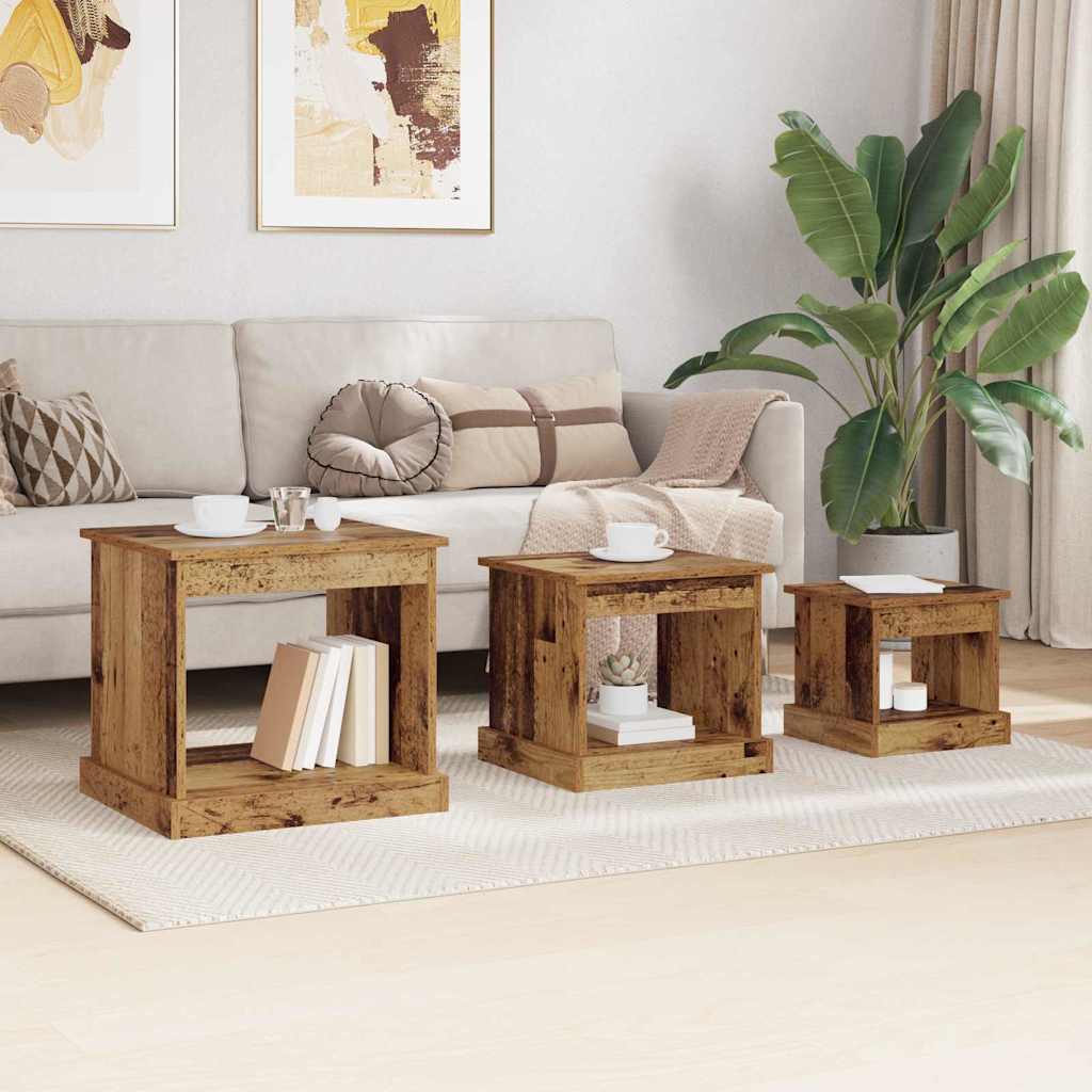 Couchtisch 3 stk. Altholz 48 x 45 x 45 cm Holzwerkstoff