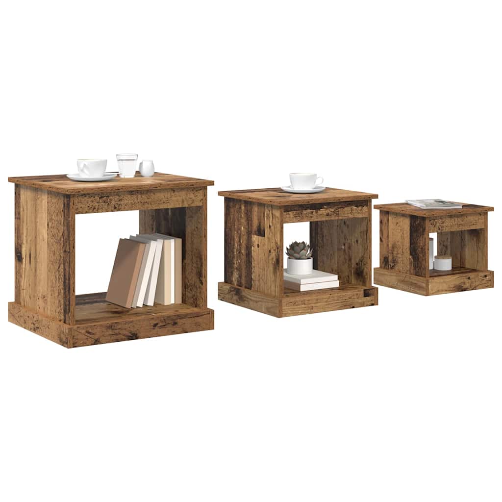 Couchtisch 3 stk. Altholz 48 x 45 x 45 cm Holzwerkstoff