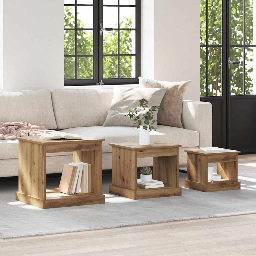 Couchtisch 3 stk. Artisan-Eiche 48 x 45 x 45 cm Holzwerkstoff
