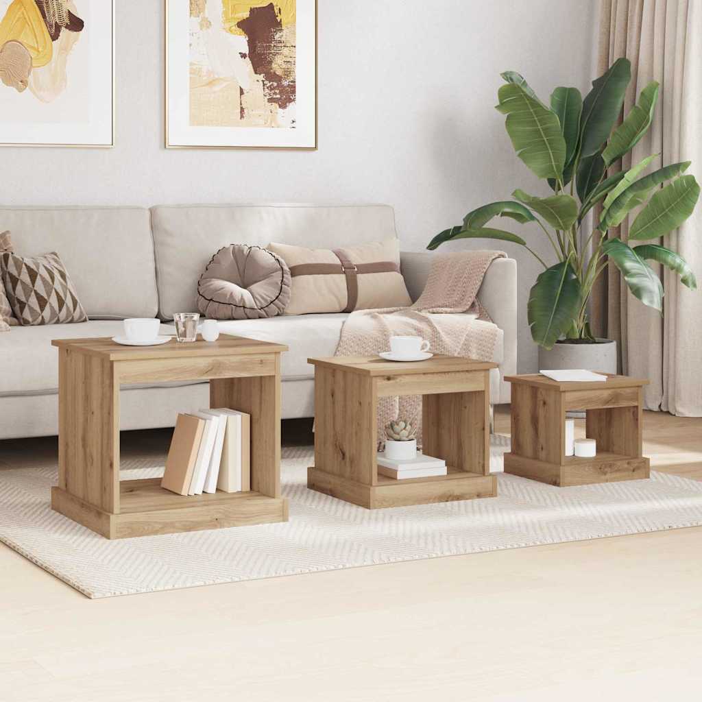 Couchtisch 3 stk. Artisan-Eiche 48 x 45 x 45 cm Holzwerkstoff