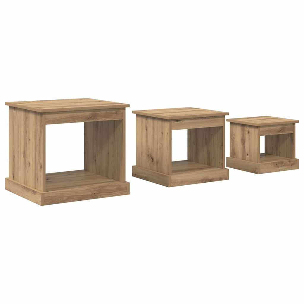 Couchtisch 3 stk. Artisan-Eiche 48 x 45 x 45 cm Holzwerkstoff
