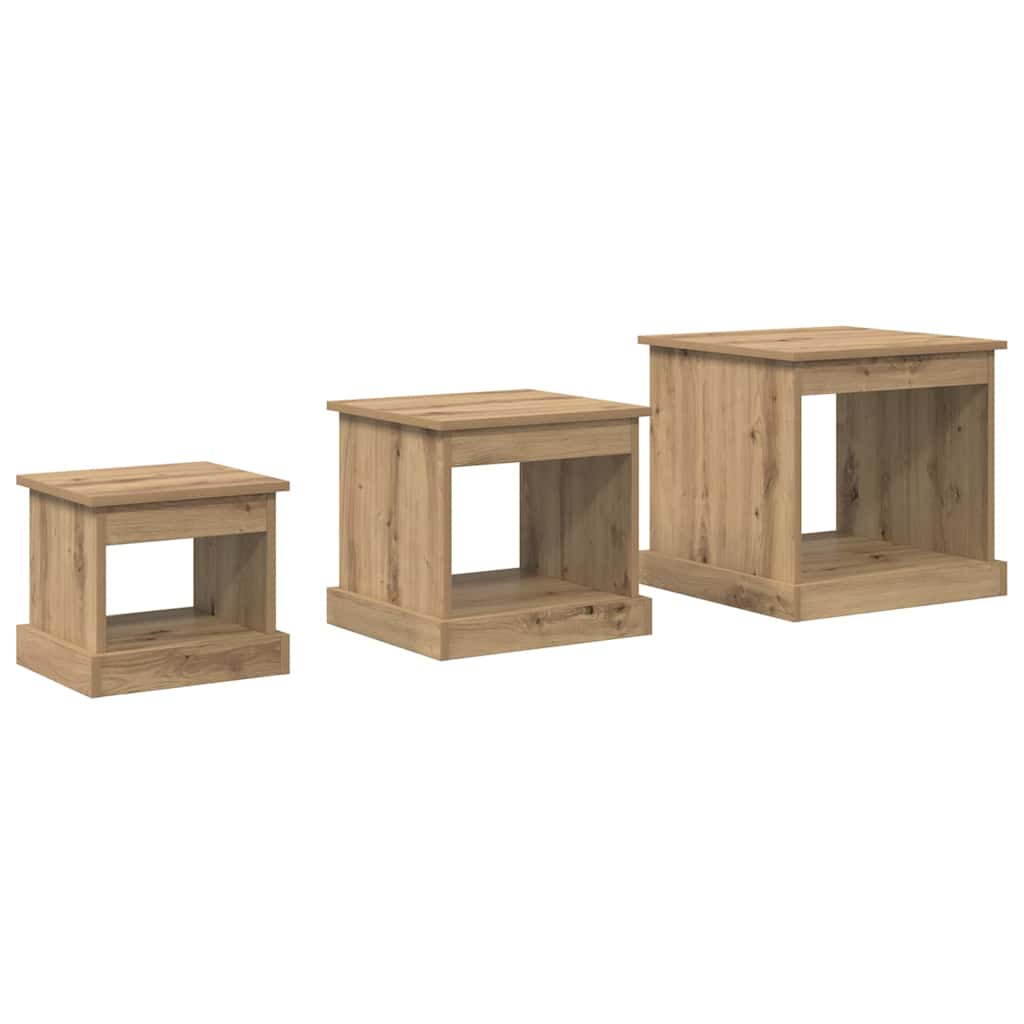 Couchtisch 3 stk. Artisan-Eiche 48 x 45 x 45 cm Holzwerkstoff