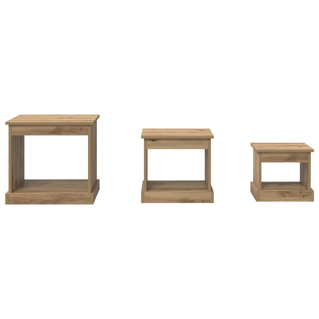 Couchtisch 3 stk. Artisan-Eiche 48 x 45 x 45 cm Holzwerkstoff