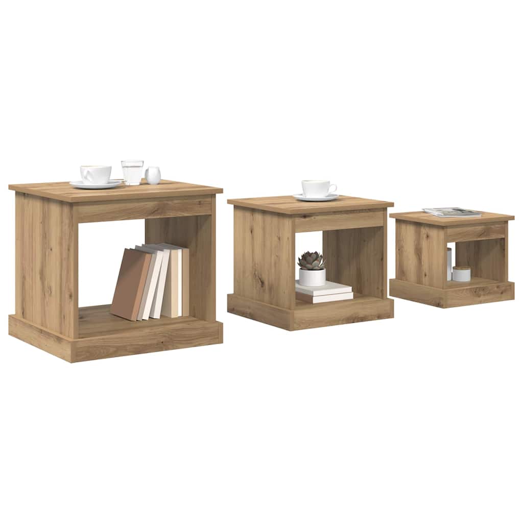 Couchtisch 3 stk. Artisan-Eiche 48 x 45 x 45 cm Holzwerkstoff