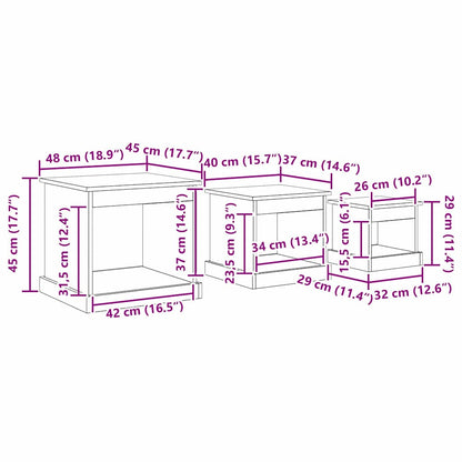Couchtisch 3 stk. Artisan-Eiche 48 x 45 x 45 cm Holzwerkstoff