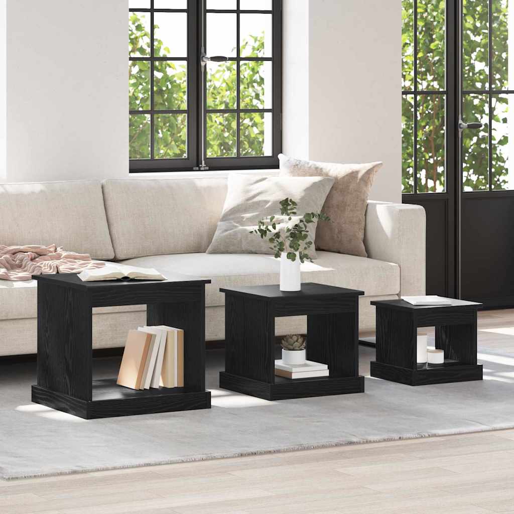 Couchtisch 3 stk. Schwarz Eichen-Optik 48 x 45 x 45 cm