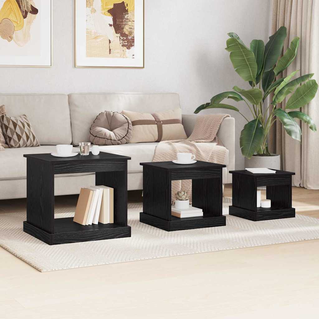 Couchtisch 3 stk. Schwarz Eichen-Optik 48 x 45 x 45 cm