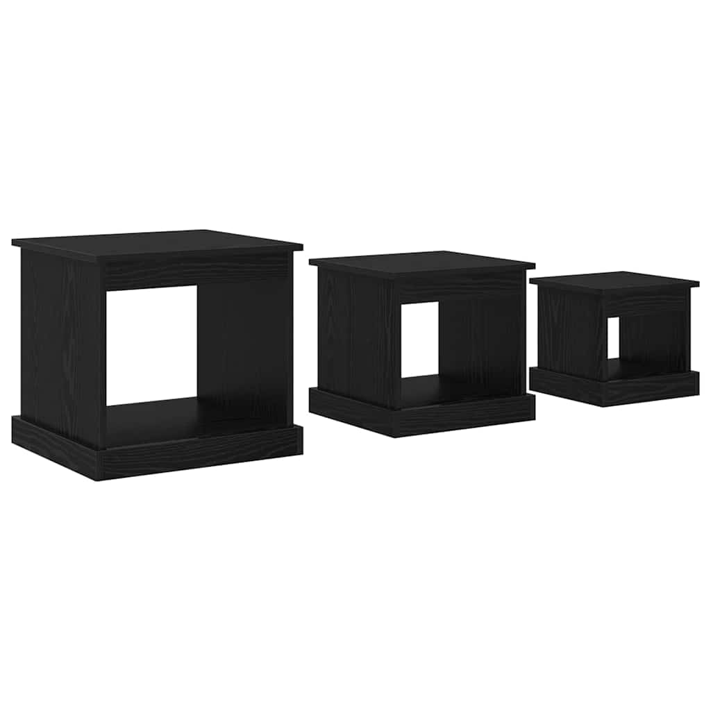 Couchtisch 3 stk. Schwarz Eichen-Optik 48 x 45 x 45 cm