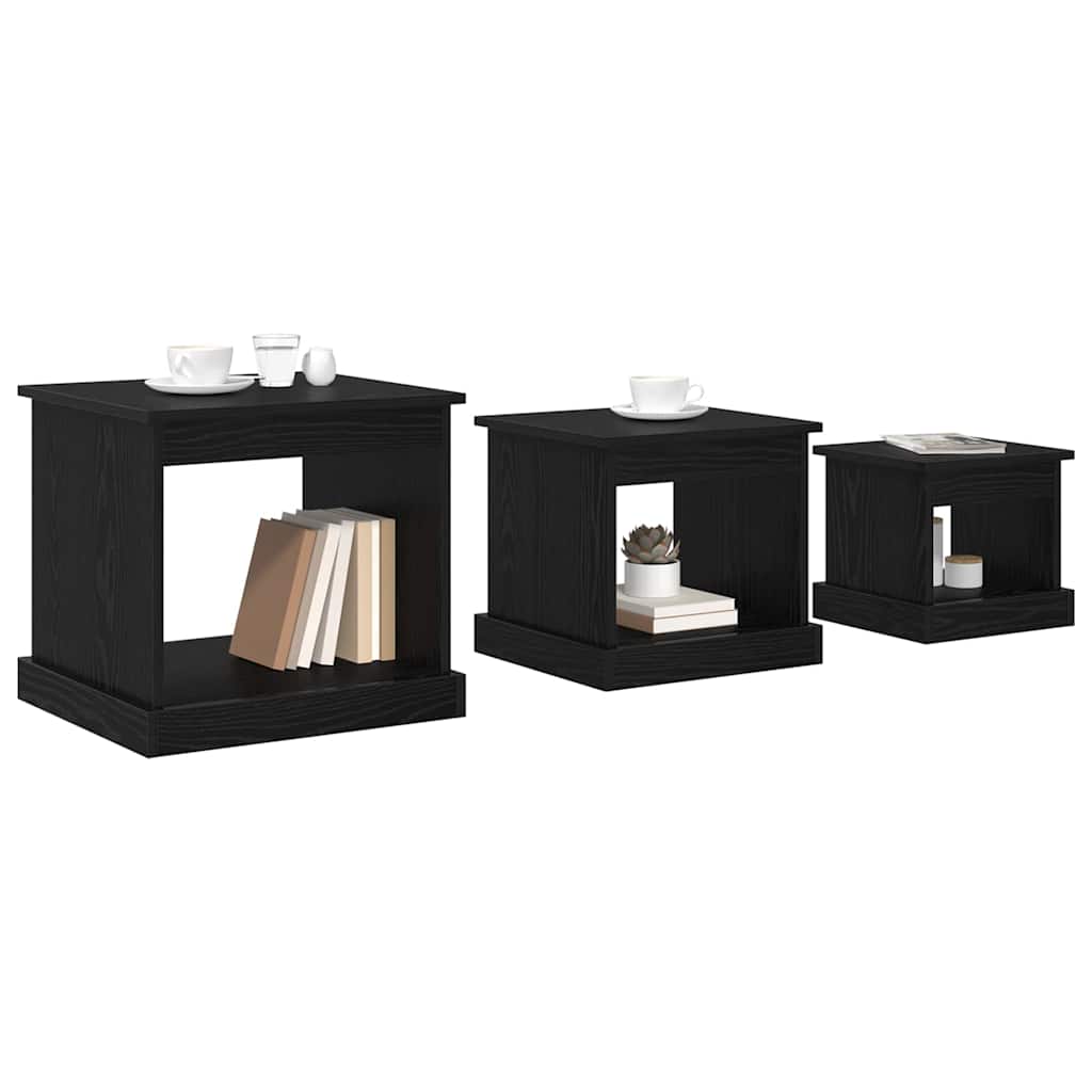 Couchtisch 3 stk. Schwarz Eichen-Optik 48 x 45 x 45 cm