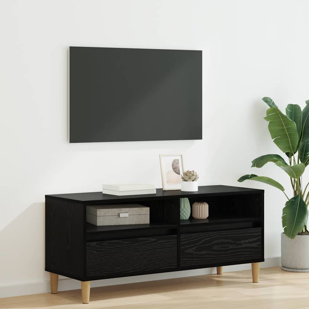 TV-Schränk 100 x 34,5 x 44,5 cm Schwarz Eichen-Optik