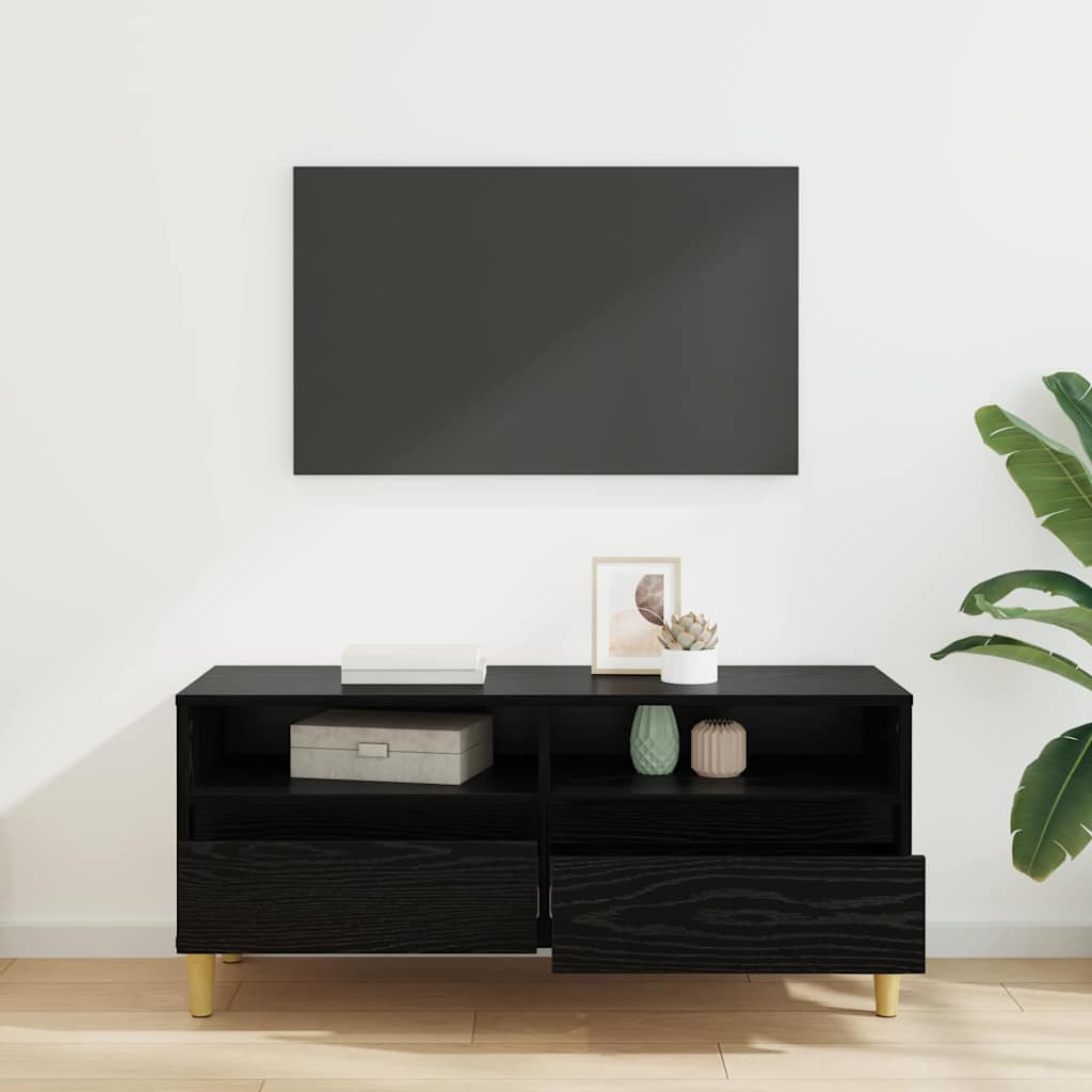 TV-Schränk 100 x 34,5 x 44,5 cm Schwarz Eichen-Optik