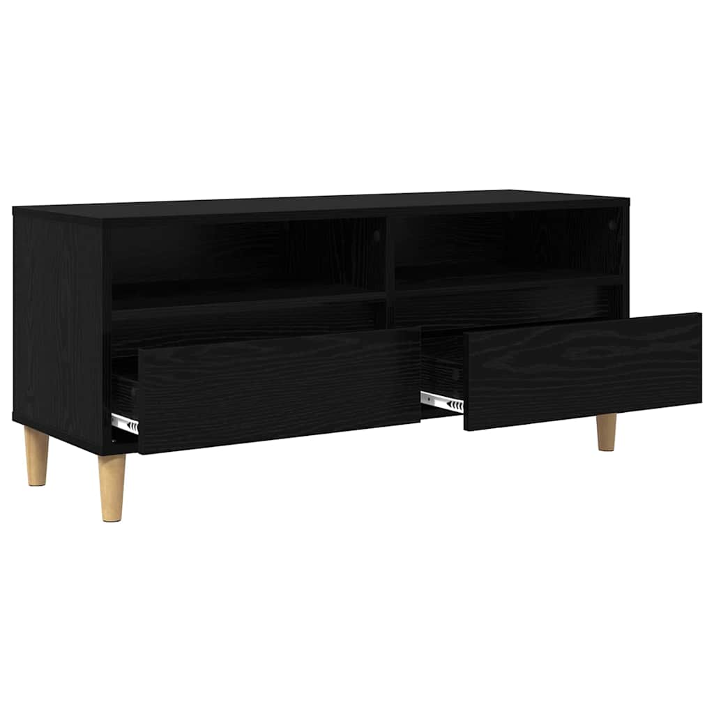 TV-Schränk 100 x 34,5 x 44,5 cm Schwarz Eichen-Optik