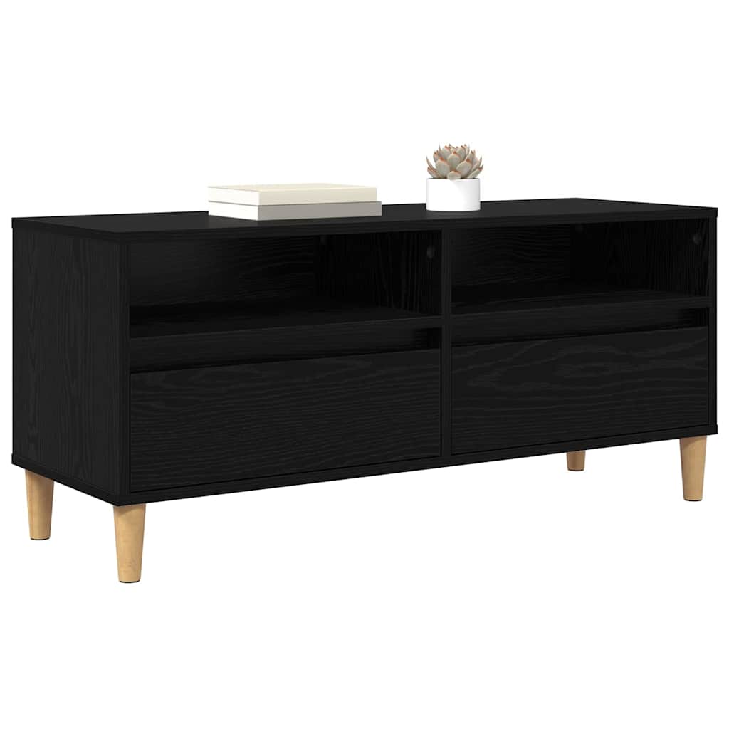 TV-Schränk 100 x 34,5 x 44,5 cm Schwarz Eichen-Optik