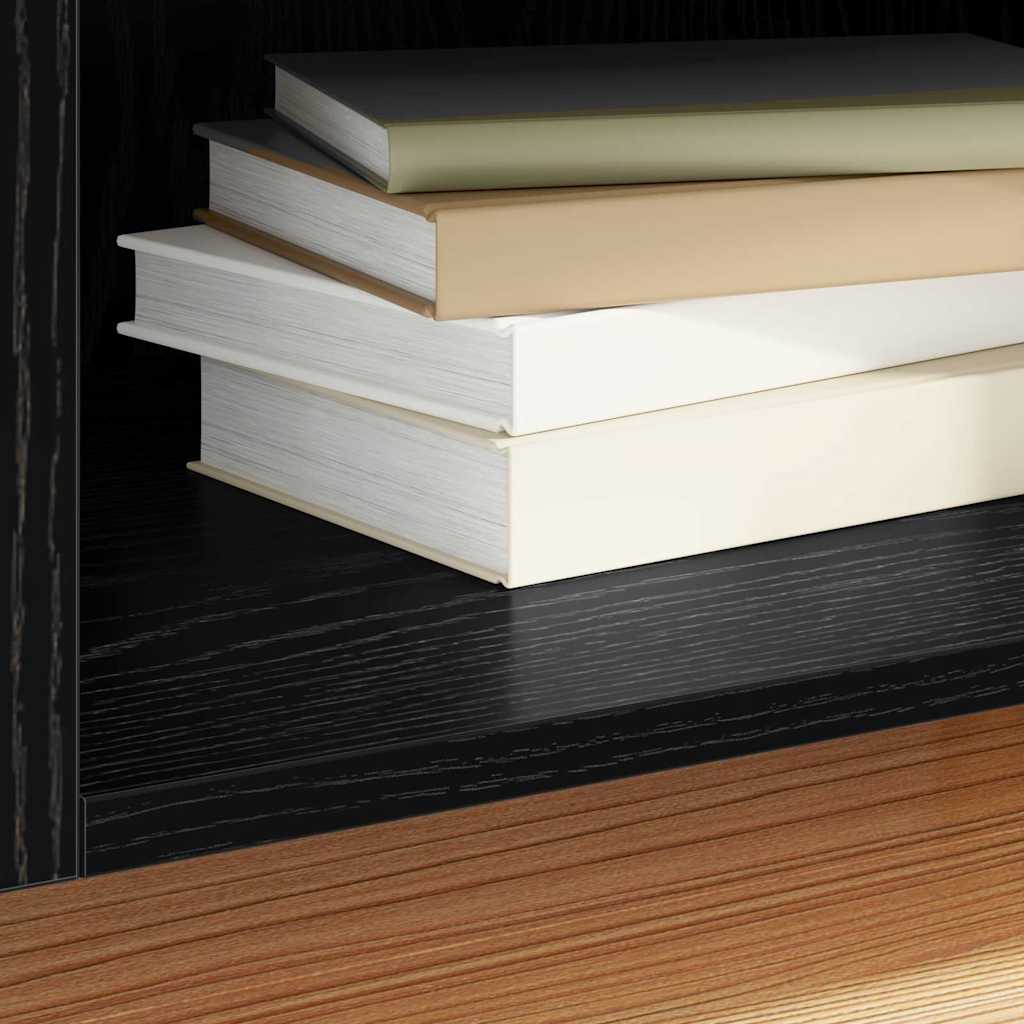 Schallplattenschrank Schwarz Eichen-Optik 121 x 38 x 48 cm