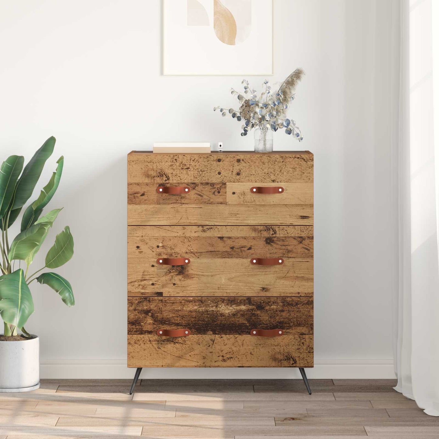 Kommode mit Schubladen Altholz 69,5 x 34 x 90 cm Holzwerkstoff
