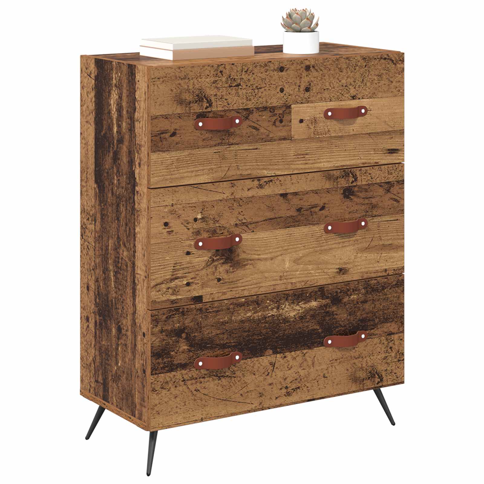 Kommode mit Schubladen Altholz 69,5 x 34 x 90 cm Holzwerkstoff