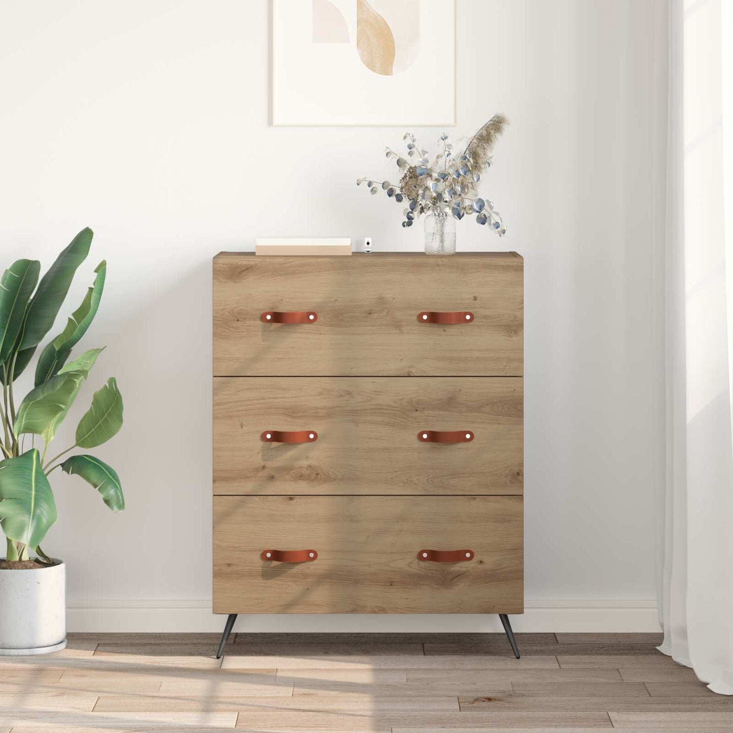 Kommode 3-Schublade Artisan-Eiche 69,5 x 34 x 90 cm