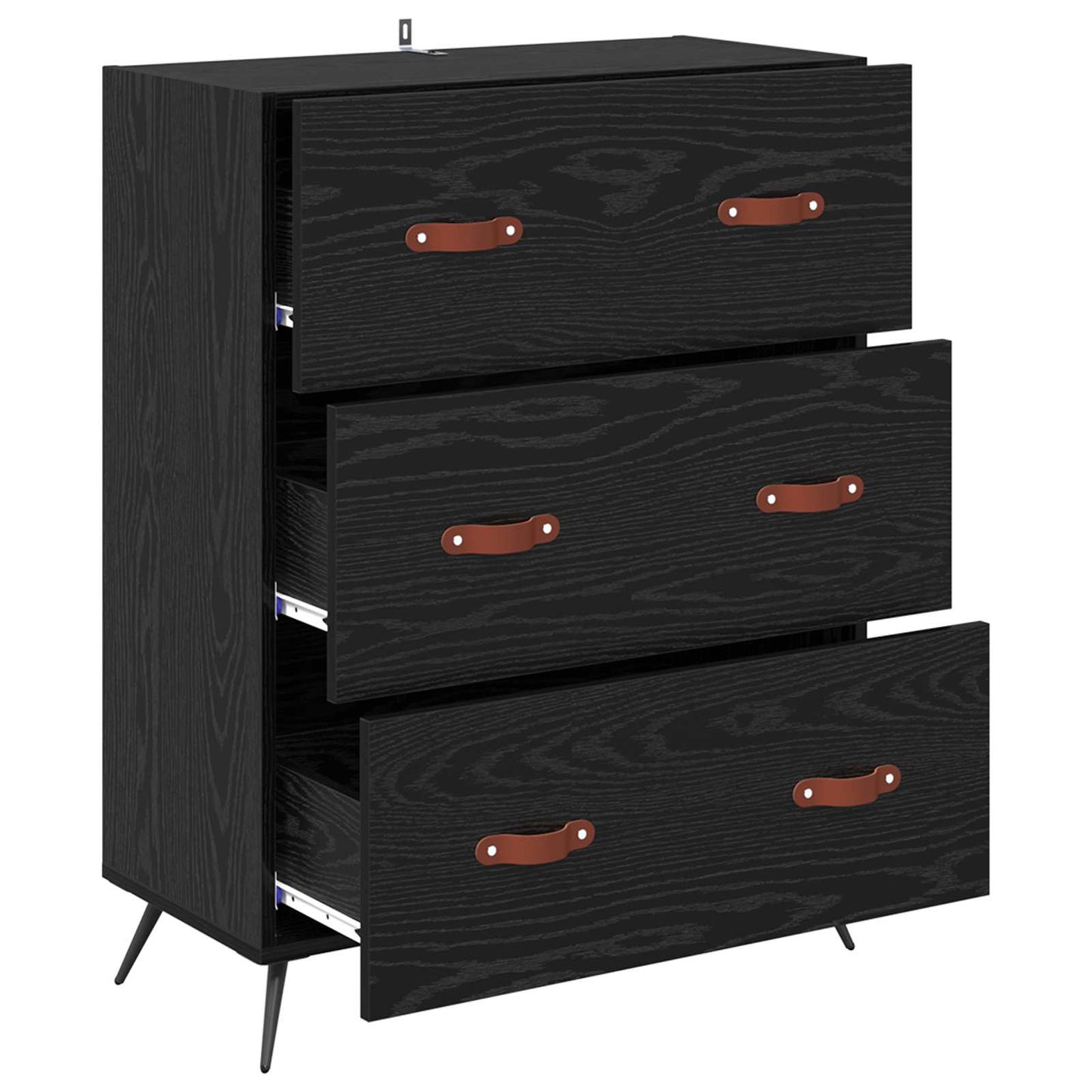 Kommode Schwarze Eiche 69,5 x 34 x 90 cm Holzwerkstoff