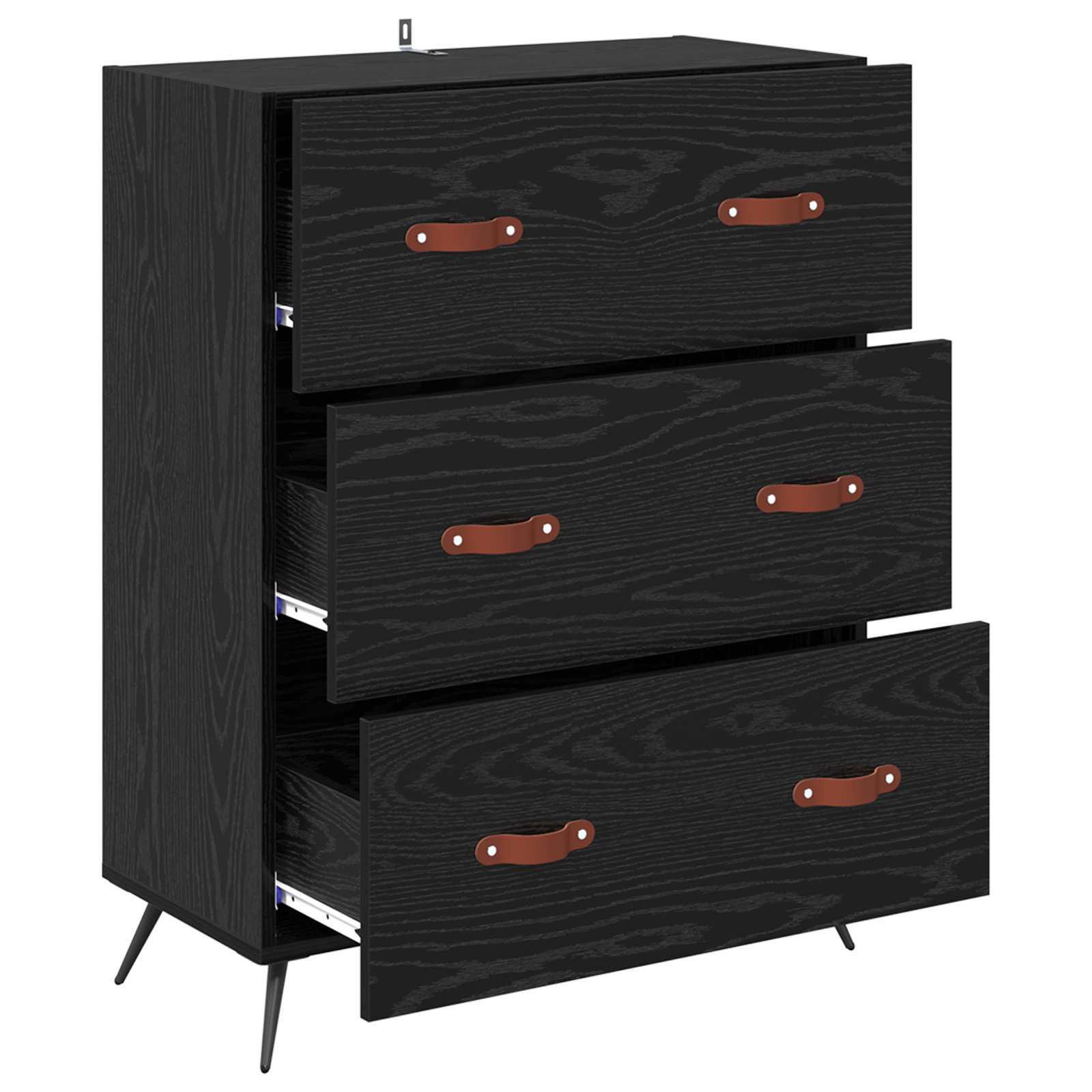 Kommode Schwarze Eiche 69,5 x 34 x 90 cm Holzwerkstoff