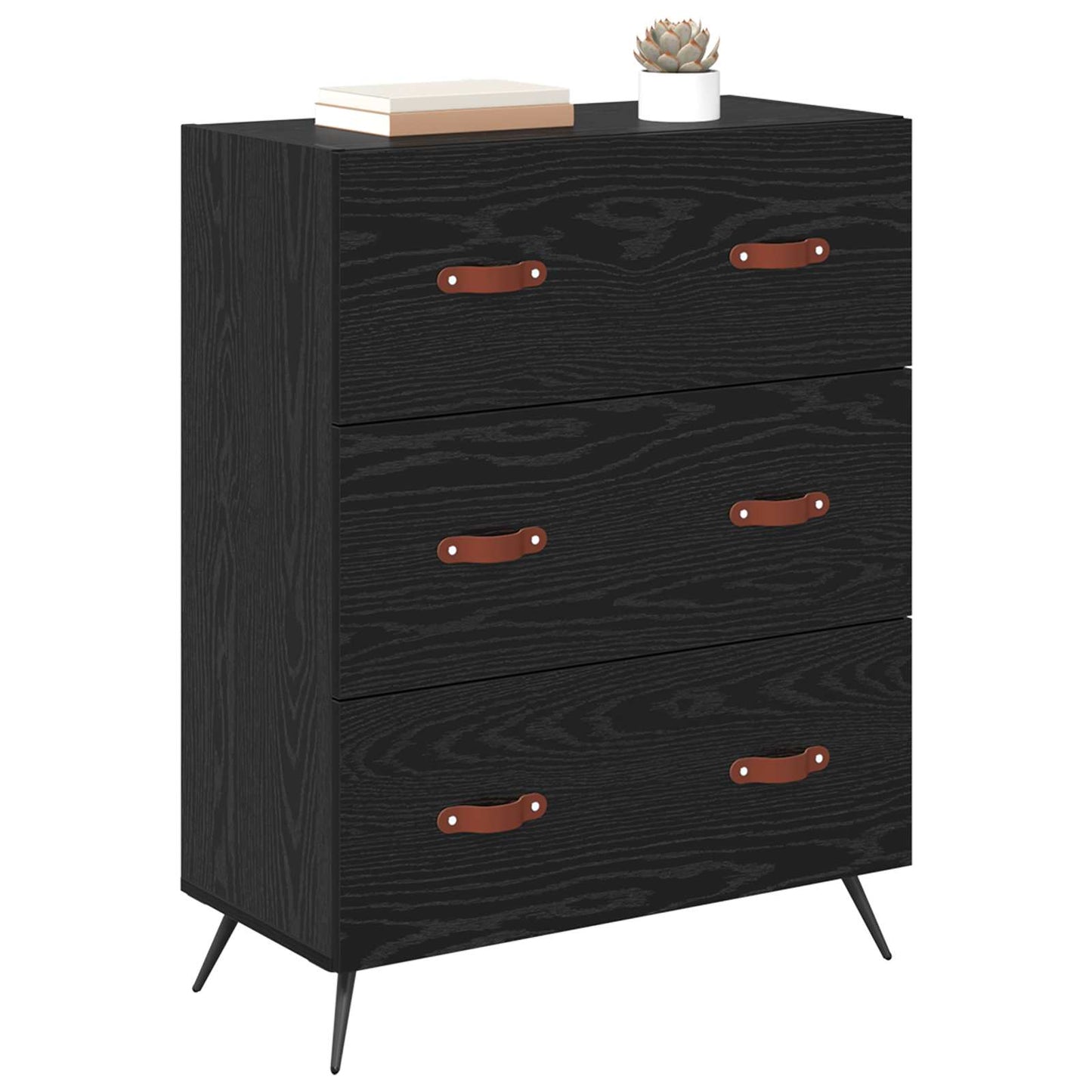 Kommode Schwarze Eiche 69,5 x 34 x 90 cm Holzwerkstoff