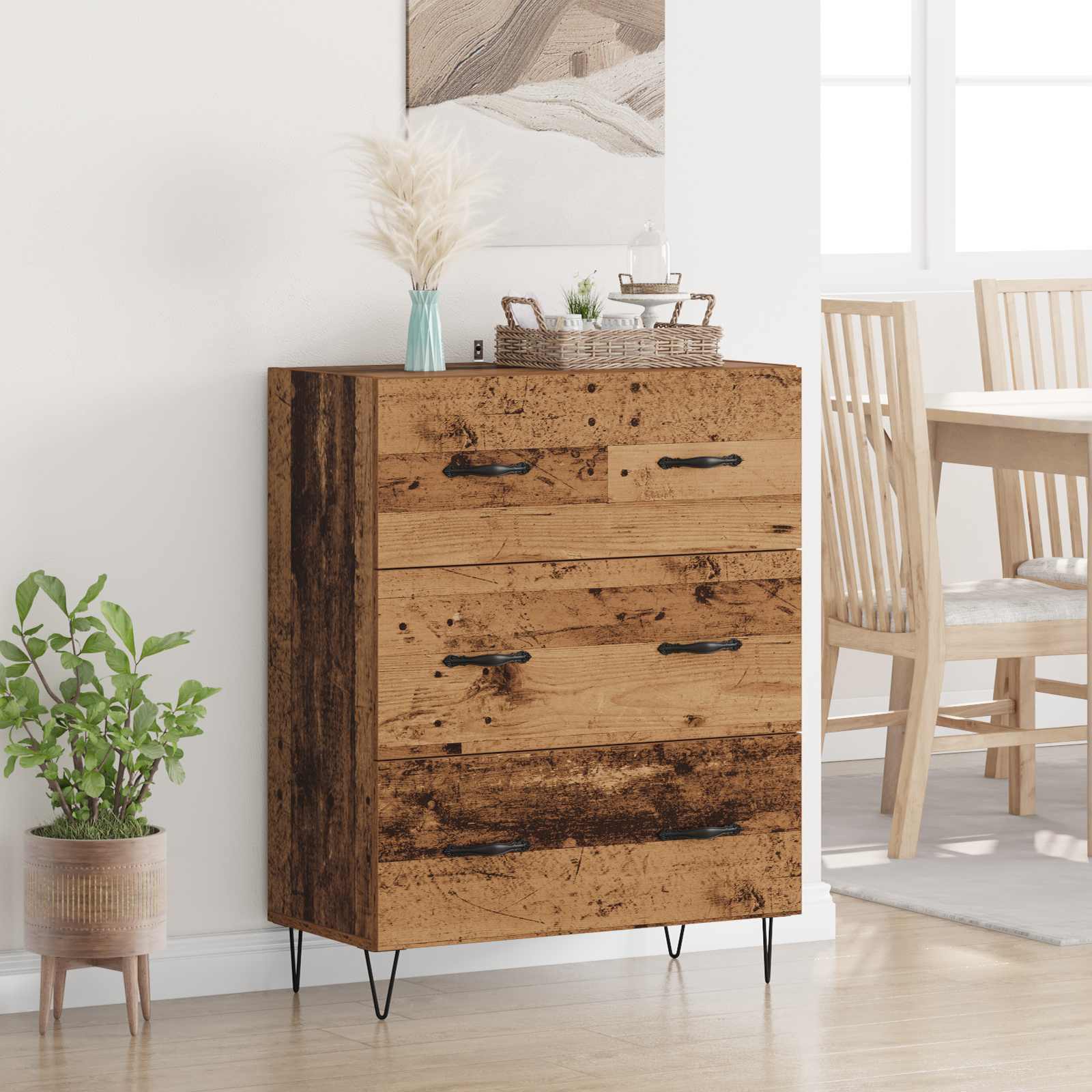 Sideboard Altholz 69,5 x 34 x 90 cm Verbundholz und Eisen