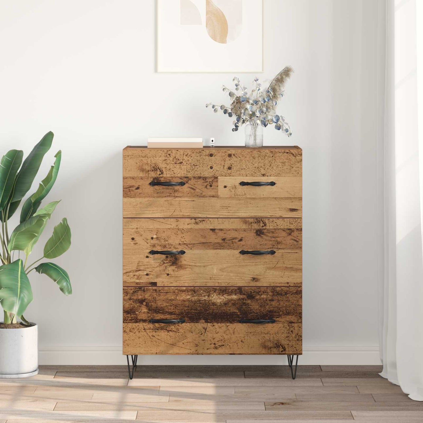 Sideboard Altholz 69,5 x 34 x 90 cm Verbundholz und Eisen