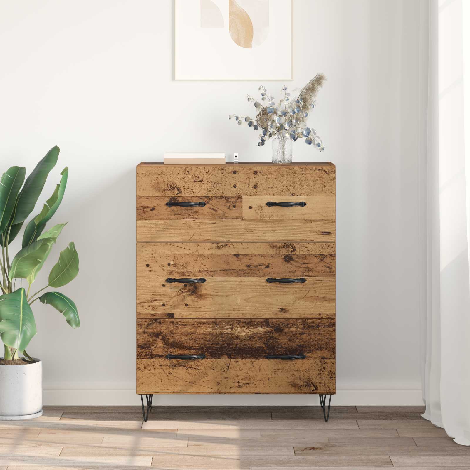 Sideboard Altholz 69,5 x 34 x 90 cm Verbundholz und Eisen