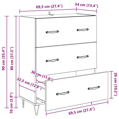 Sideboard Artisan-Eiche 69,5 x 34 x 90 cm Verbundholz und Eisen