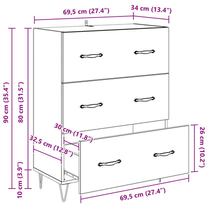 Sideboard Artisan-Eiche 69,5 x 34 x 90 cm Verbundholz und Eisen