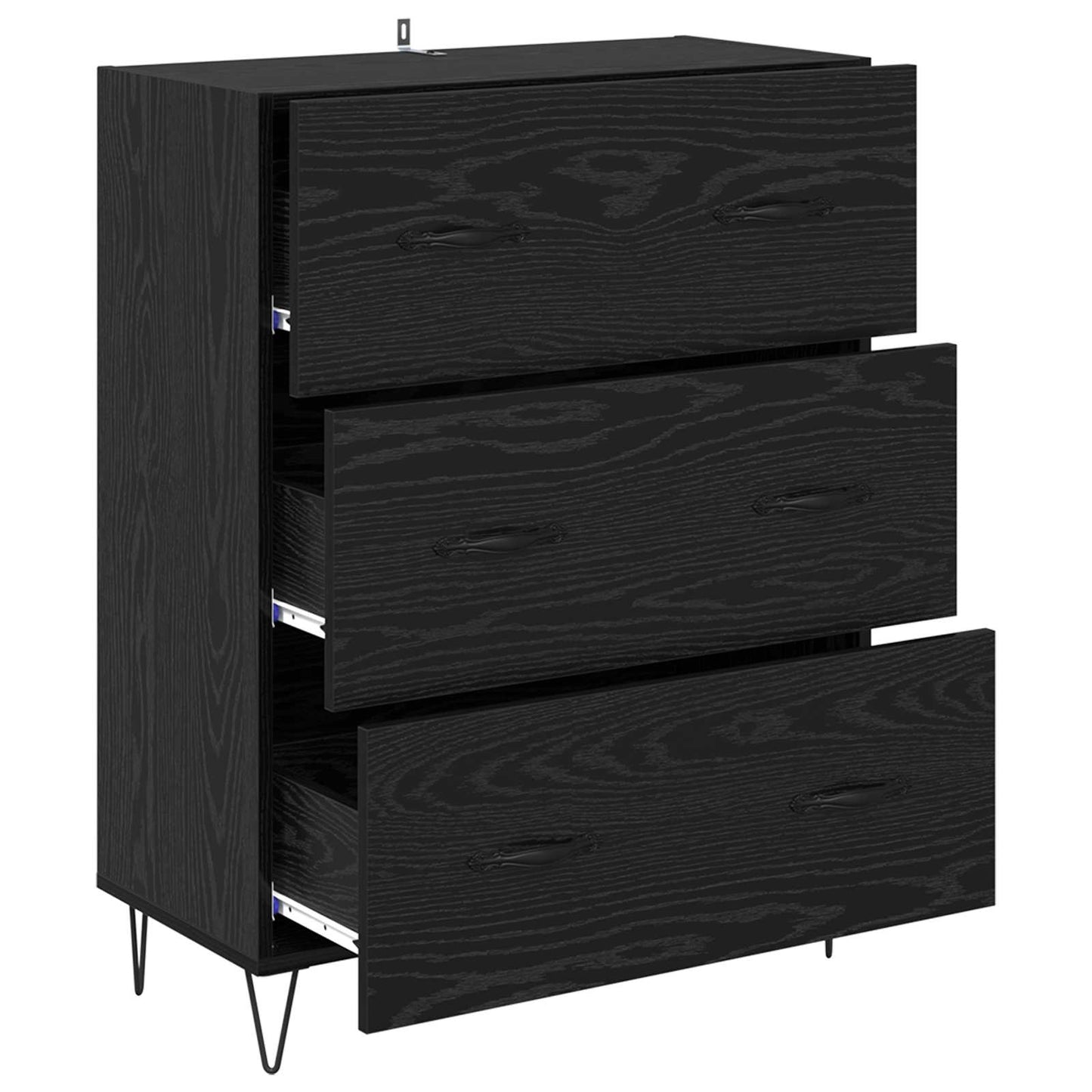 Sideboard mit Schubladen Schwarz Eichen-Optik 69,5 x 34 x 90 cm