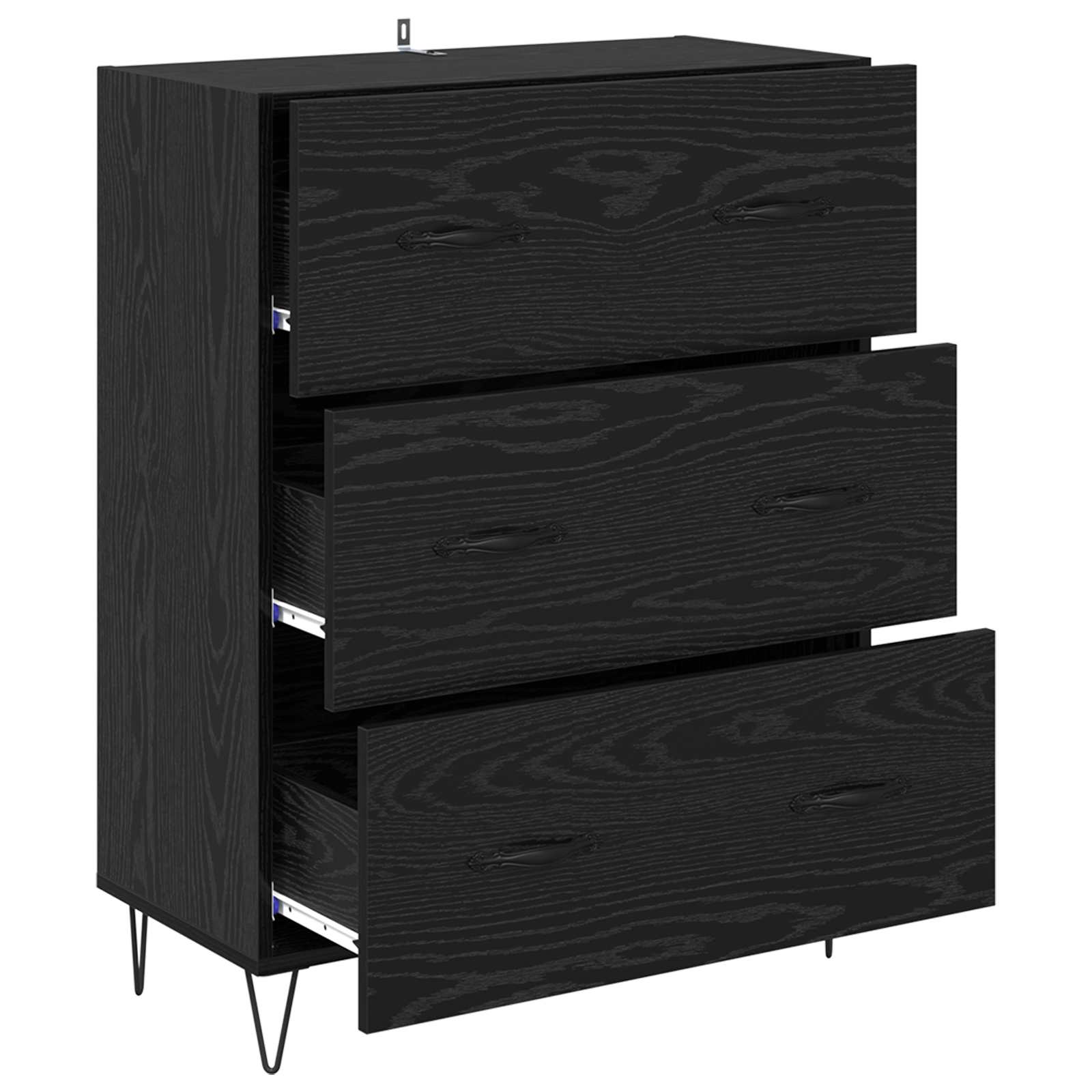 Sideboard mit Schubladen Schwarz Eichen-Optik 69,5 x 34 x 90 cm